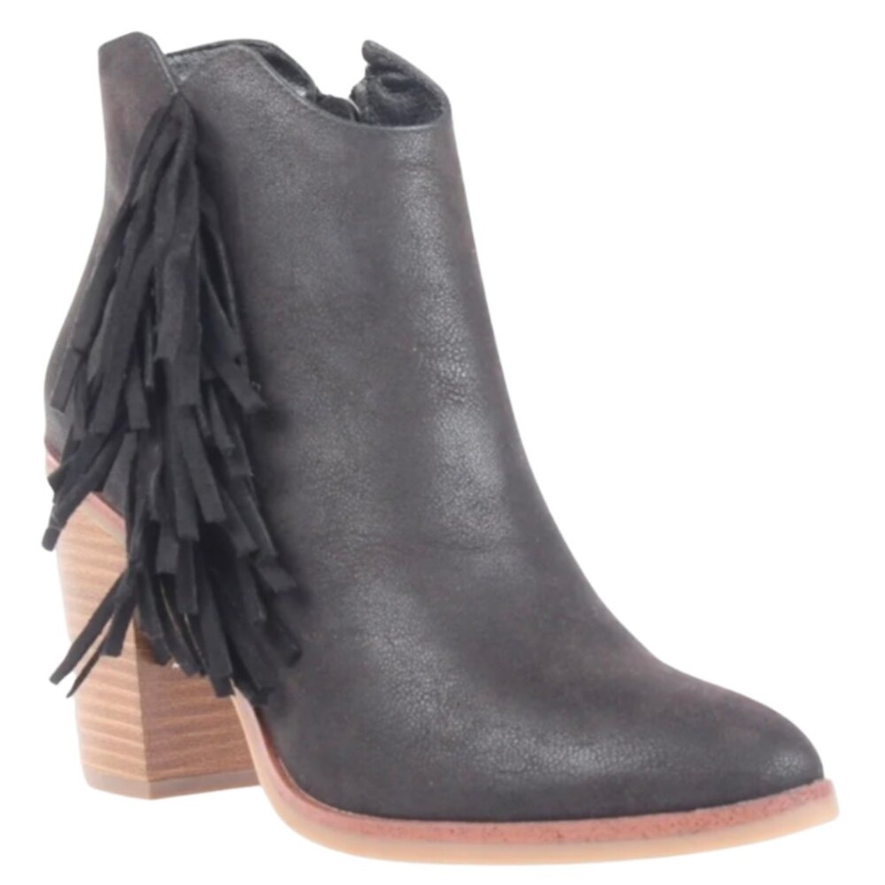 NWOB MIA Black Ankle Boots with Fringe Size 10